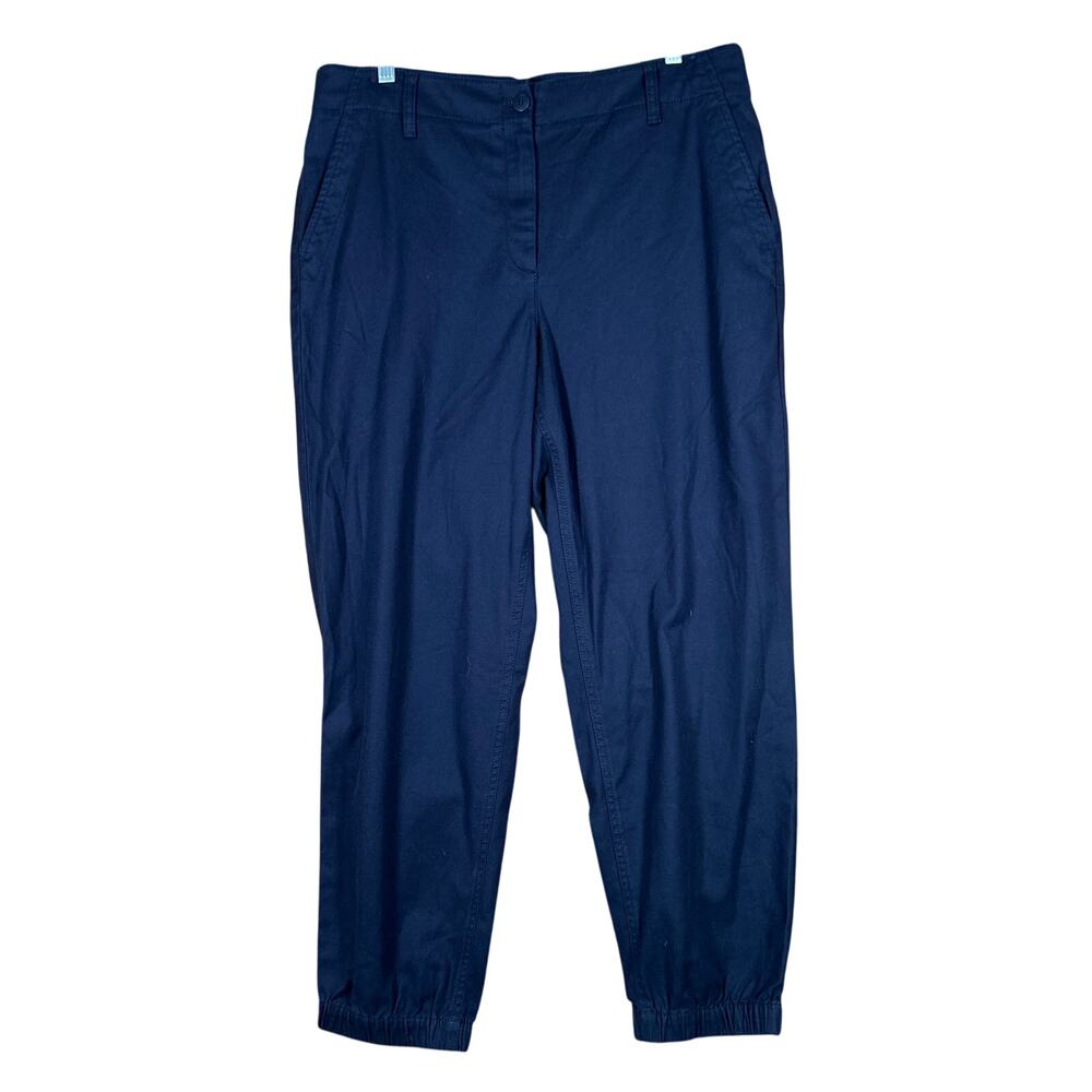 Talbots Womens Pants Navy Blue High Rise Button Relaxed Joggers Stretch Large